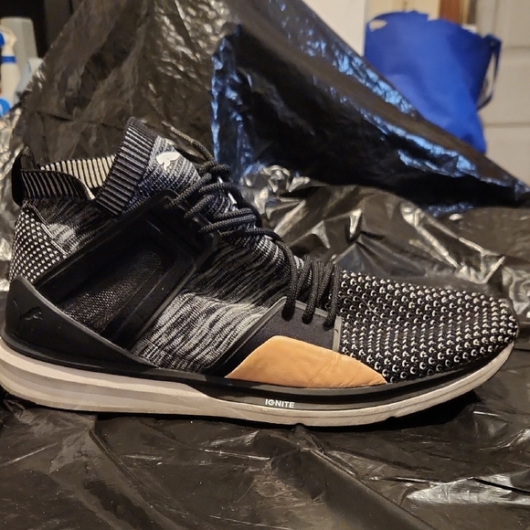 Puma Black and White Knit Sneakers - Picture 4 of 8